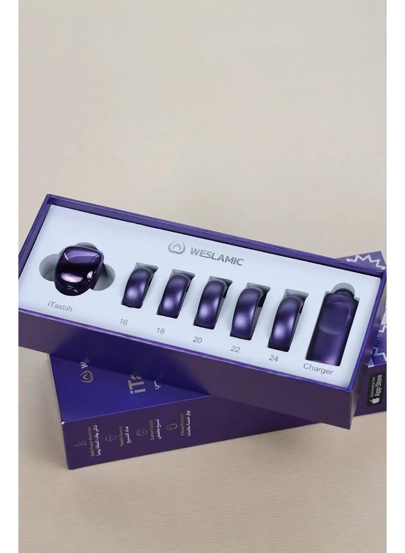 WESLAMIC ITasbih Zikr Smart Ring  beads ring... Available in five sizes: 16 cm, 18 cm, 20 cm, 22 cm, 24 cm (Lavender Purple) 2026 New!! - Image 5